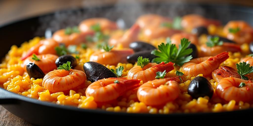 Paella de mariscos mediterránea